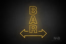 "BAR" (vertical, two sided arrow, Seconds font) - LED neon sign