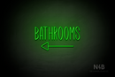 "BATHROOMS" (left arrow, Inspired font) - LED neon sign