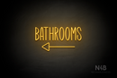 "BATHROOMS" (left arrow, Inspired font) - LED neon sign