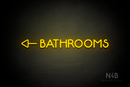 "BATHROOMS" (Capitals, side left arrow, Mountain font) - LED neon sign
