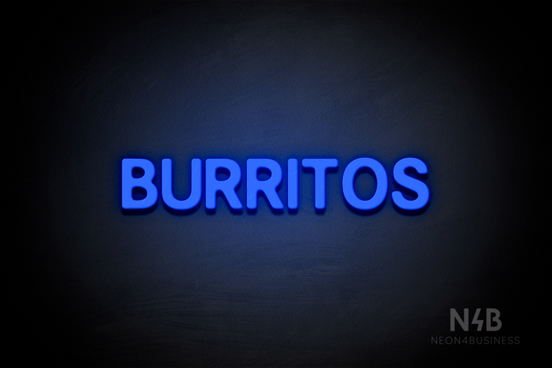 "BURRITOS" (Adventure font) - LED neon sign