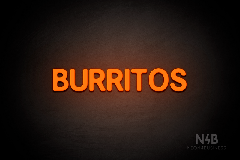 "BURRITOS" (Adventure font) - LED neon sign