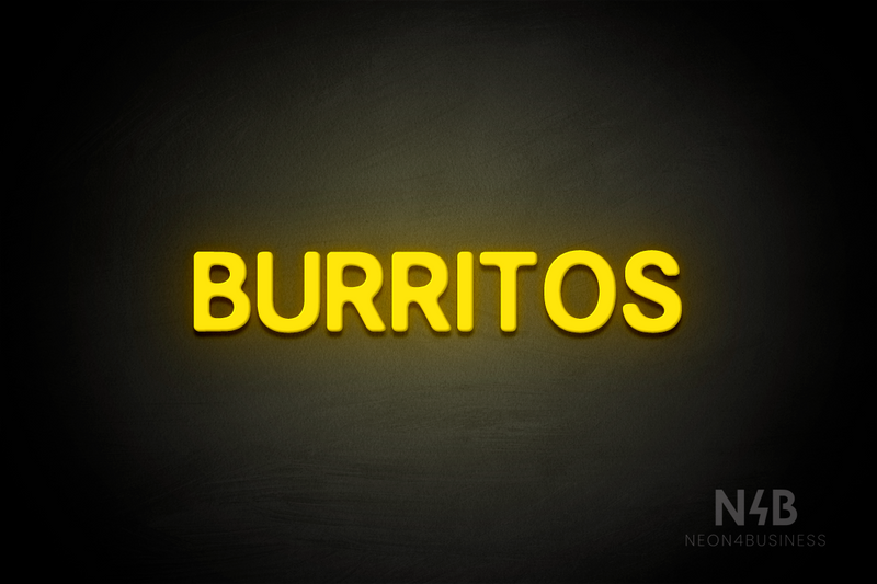 "BURRITOS" (Adventure font) - LED neon sign