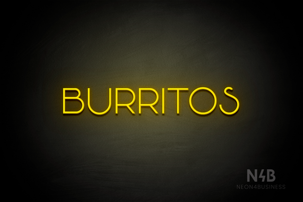 "BURRITOS" (Reason font) - LED neon sign