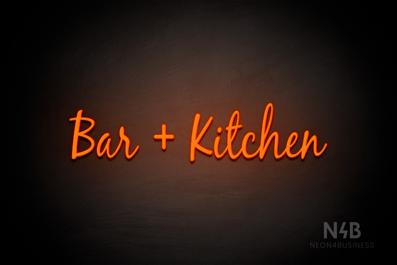 "Bar + Kitchen" (Notes font) - LED neon sign