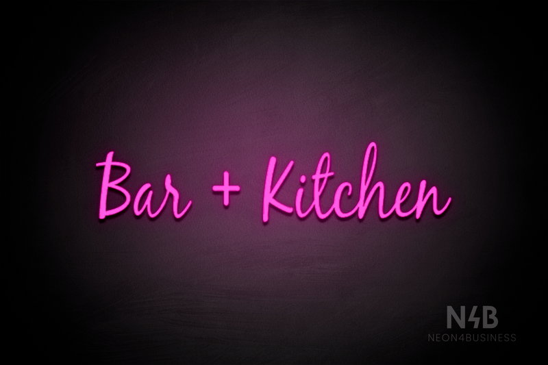 "Bar + Kitchen" (Notes font) - LED neon sign