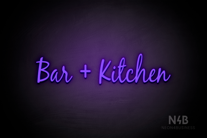 "Bar + Kitchen" (Notes font) - LED neon sign