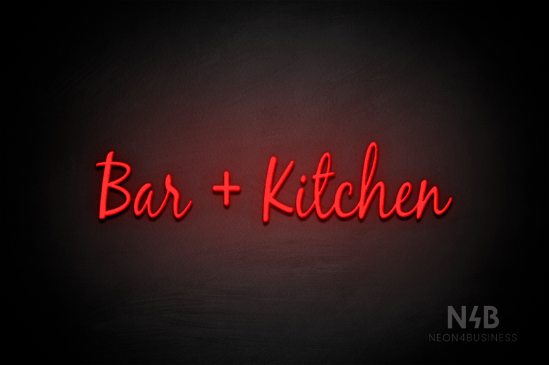 "Bar + Kitchen" (Notes font) - LED neon sign