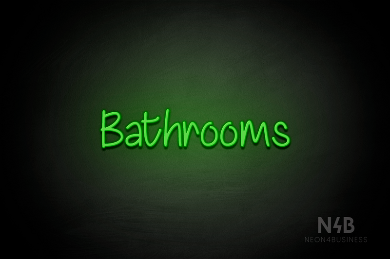 "Bathrooms" (Butterfly font) - LED neon sign