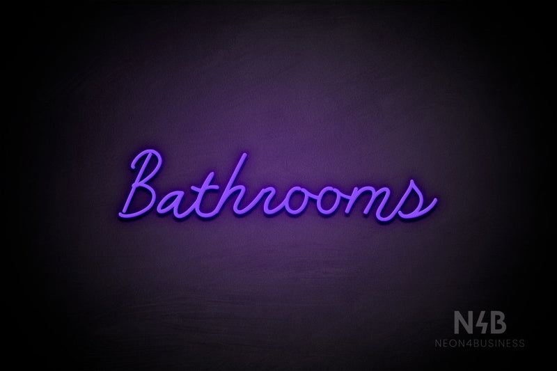 "Bathrooms" (Good Place font) - LED neon sign