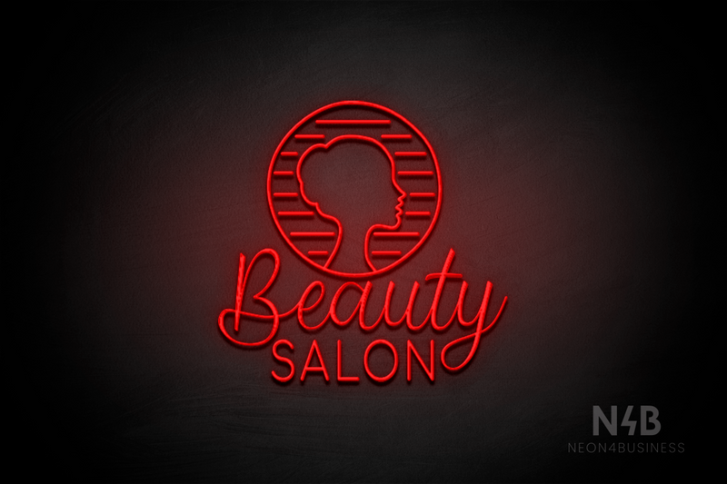 "Beauty SALON" female silhouette (Magician - Cooper font) - LED neon sign