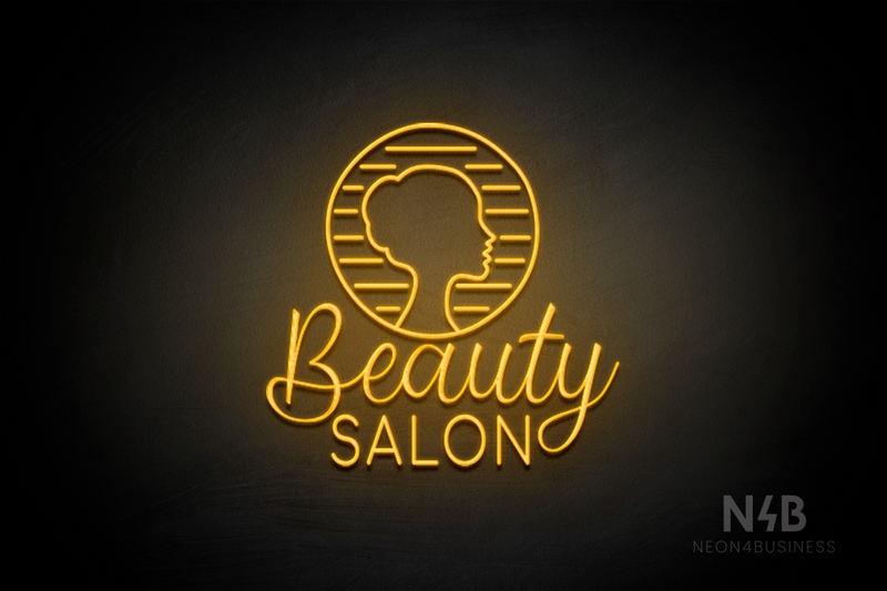 "Beauty SALON" female silhouette (Magician - Cooper font) - LED neon sign