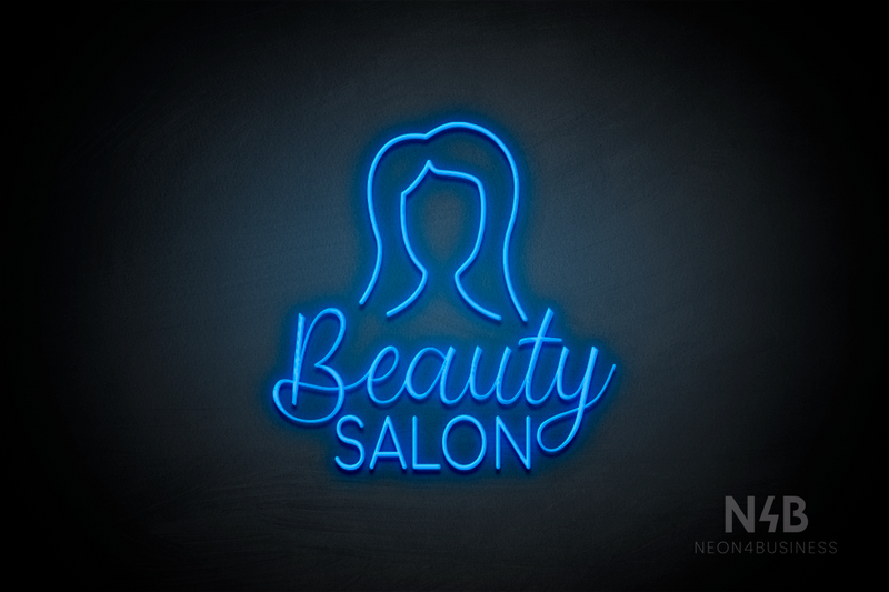 "Beauty SALON" hair silhouette (Magician - Cooper font) - LED neon sign