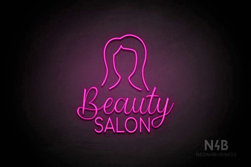 "Beauty SALON" hair silhouette (Magician - Cooper font) - LED neon sign