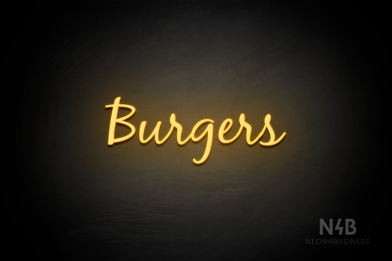 "Burgers" (Notes font) - LED neon sign