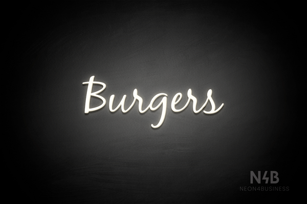 "Burgers" (Notes font) - LED neon sign