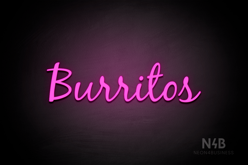 "Burritos" (Notes font) - LED neon sign
