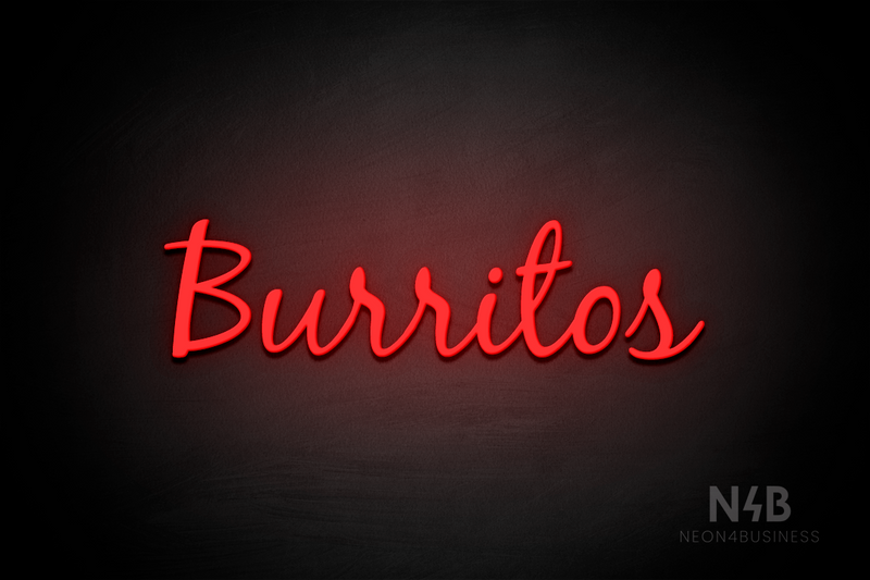 "Burritos" (Notes font) - LED neon sign