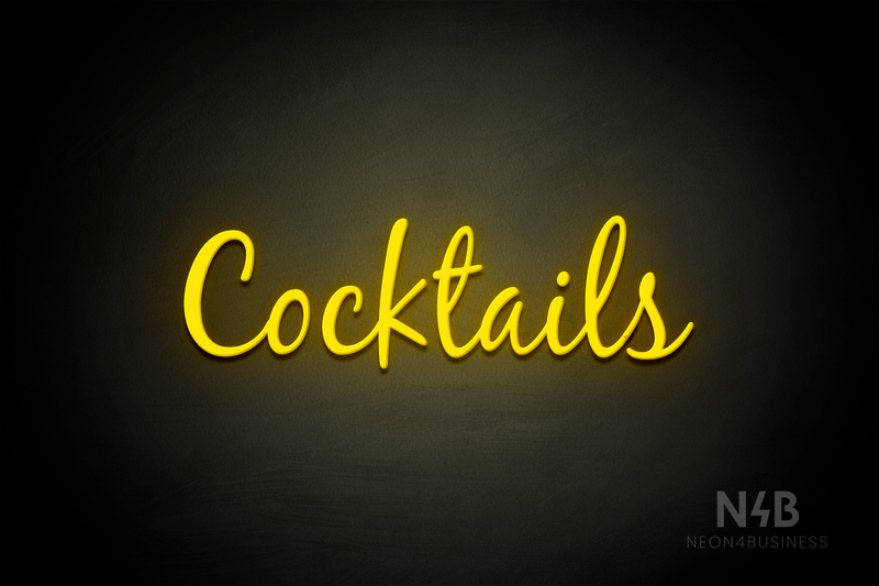 "Cocktails" (Notes font) - LED neon sign