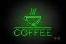 "COFFEE" cup on top (One Day font) - LED neon sign