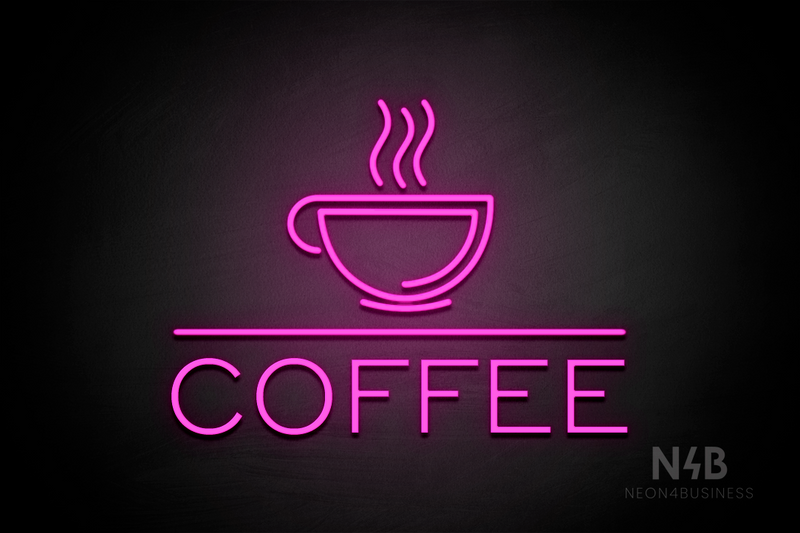 "COFFEE" cup on top (One Day font) - LED neon sign