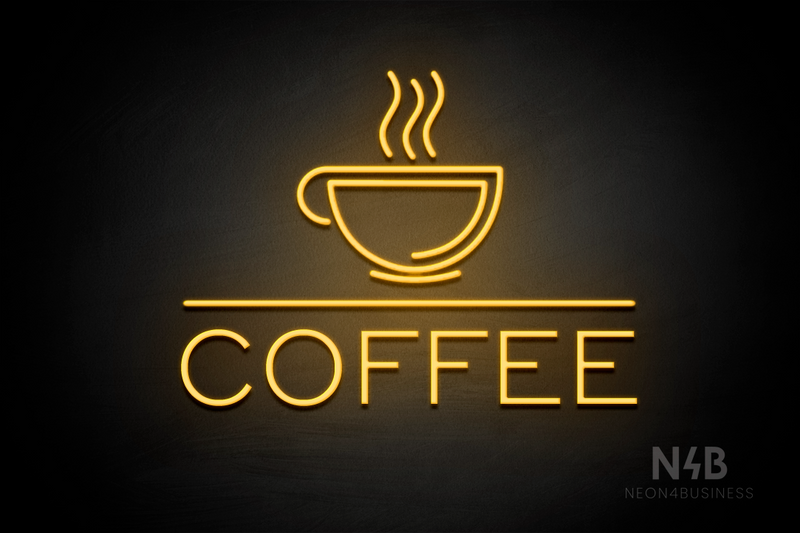 "COFFEE" cup on top (One Day font) - LED neon sign