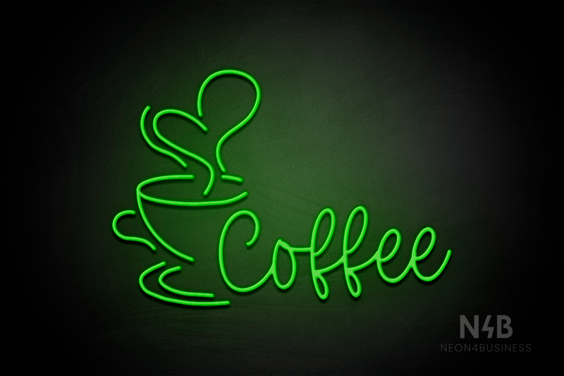 "Coffee" left side cup (Hertinel font) - LED neon sign