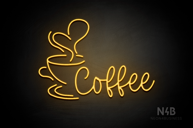 "Coffee" left side cup (Hertinel font) - LED neon sign