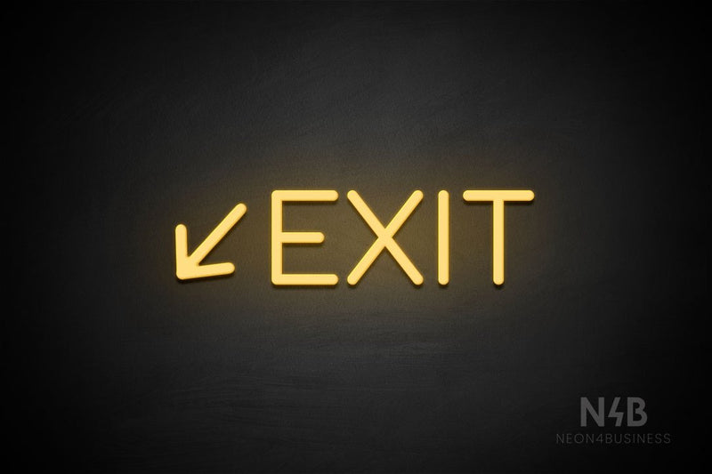 "EXIT" (left down arrow, Cooper font) - LED neon sign