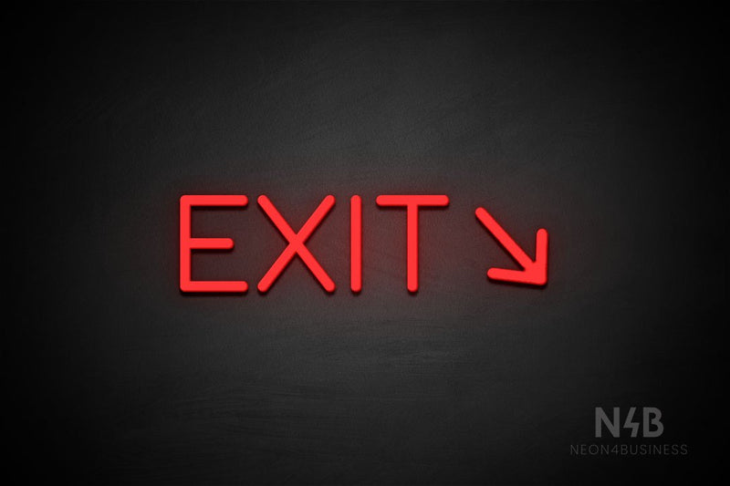 "EXIT" (right down arrow, Cooper font) - LED neon sign