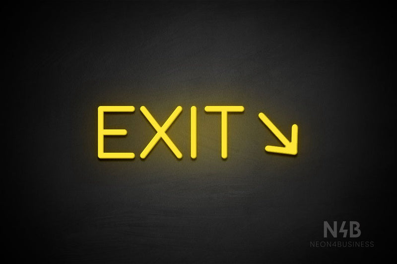 "EXIT" (right down arrow, Cooper font) - LED neon sign