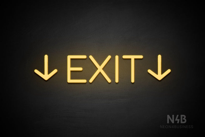 "EXIT" (two sided down arrow, Cooper font) - LED neon sign