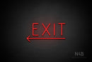 "EXIT" (left arrow, Genius font) - LED neon sign