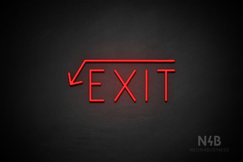 "EXIT" (left down arrow, Genius font) - LED neon sign