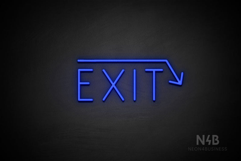 "EXIT" (right down arrow, Genius font) - LED neon sign