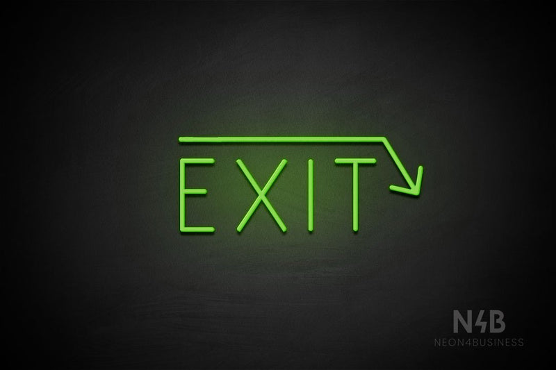 "EXIT" (right down arrow, Genius font) - LED neon sign