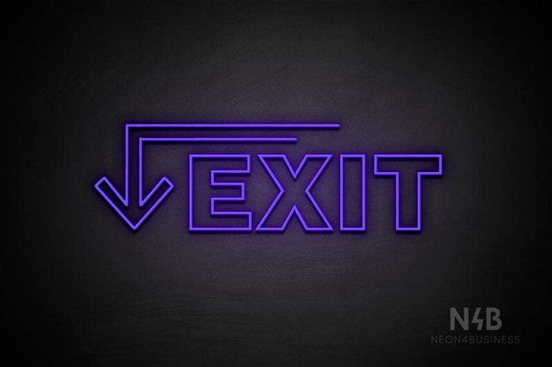 "EXIT" (left down arrow, Seconds font) - LED neon sign