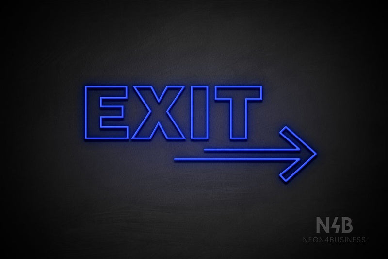 "EXIT" (right arrow, Seconds font) - LED neon sign