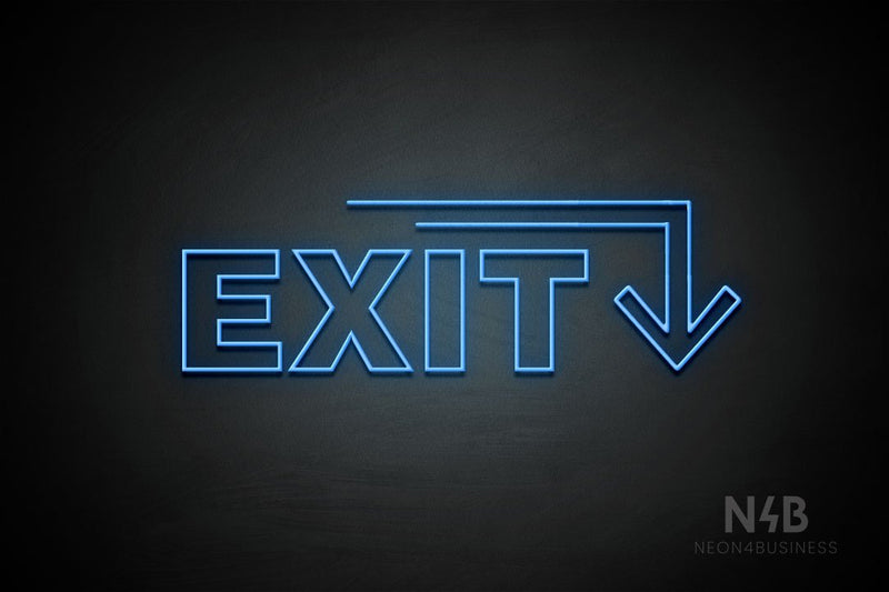 "EXIT" (right down arrow, Seconds font) - LED neon sign