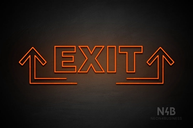 "EXIT" (two sided up arrow, Seconds font) - LED neon sign