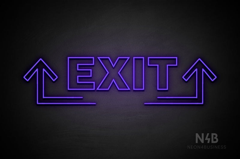 "EXIT" (two sided up arrow, Seconds font) - LED neon sign