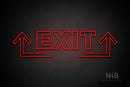 "EXIT" (two sided up arrow, Seconds font) - LED neon sign