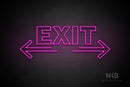 "EXIT" (two sided arrow, Seconds font) - LED neon sign