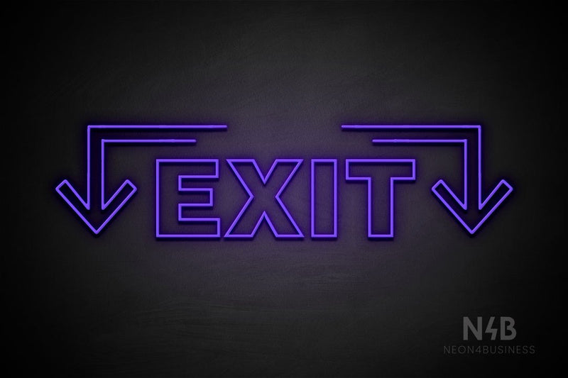 "EXIT" (two sided down arrow, Seconds font) - LED neon sign