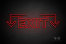 "EXIT" (two sided down arrow, Seconds font) - LED neon sign