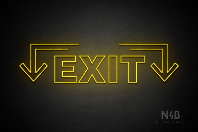 "EXIT" (two sided down arrow, Seconds font) - LED neon sign