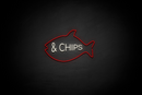"Fish silhouette & CHIPS" - (Cooper font) LED neon sign