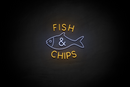 "FISH & CHIPS" Fish silhouette (Cooper font) - LED neon sign