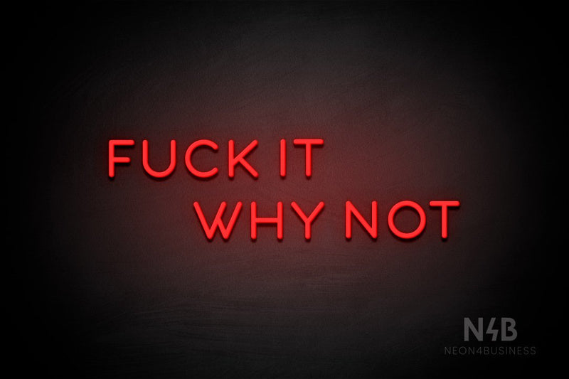 "FUCK IT WHY NOT" (Sunny Day Small Caps font) - LED neon sign