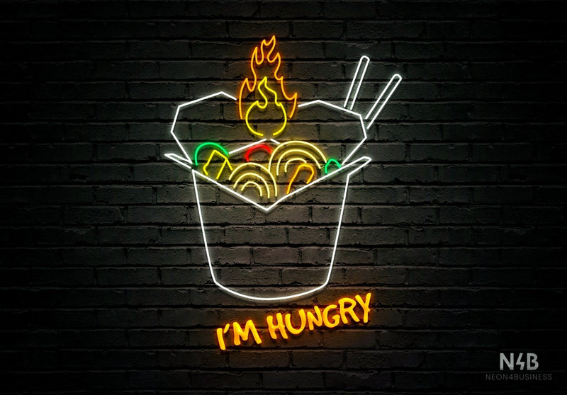 Fire Wok ("I'm hungry", BomBom  font) - LED neon sign